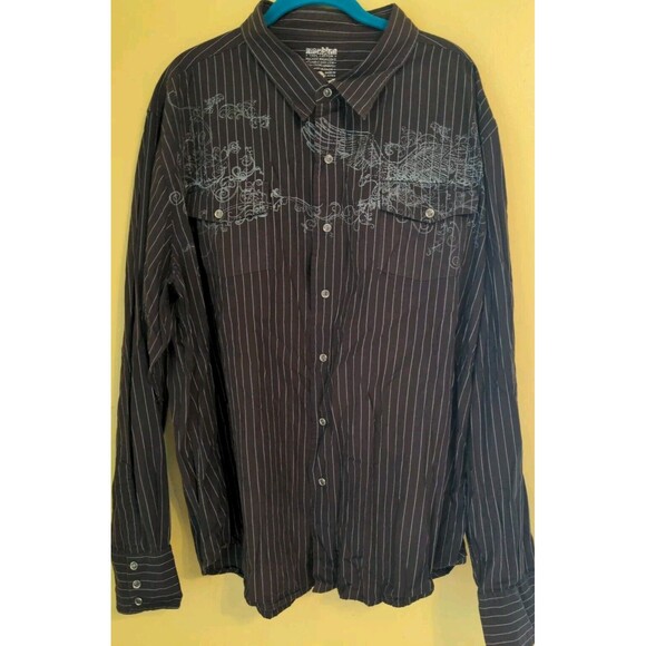 Machine Men's Clear Pearl Snap Western Shirt Brown Graphic Print L/S Sz. XXL - Picture 1 of 8